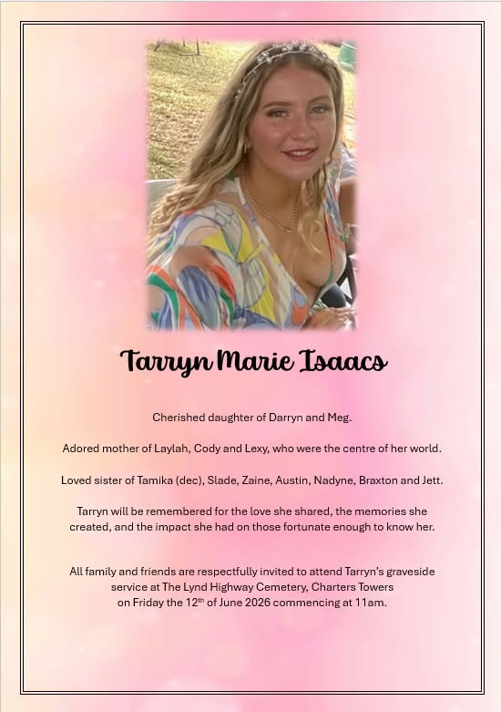 Tarryn Marie Isaacs Queensland, Australia Death-Obituary: Tarryn Marie Isaacs Remembered As A Devoted Mother And Beloved Daughter